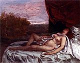 Gustave Courbet Canvas Paintings - Femme Nue Endormie